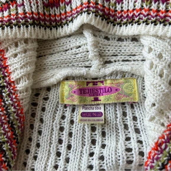 Tejiestilo Sueter’s Tribal Boho Hooded  Long Length Crochet Cardigan - Picture 6 of 16